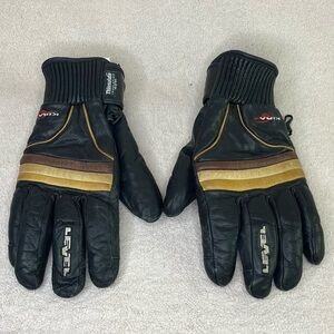 Vintage Level Insulated Leather Ski/Moto Gloves-Black/Brown/Tan-Thinsulate 40g